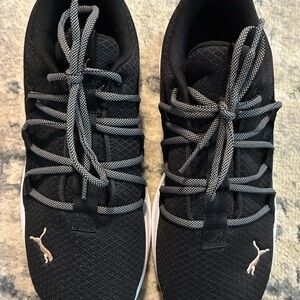 Puma Black Mesh Athletic Shoes with White Accents